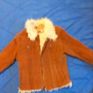 Vintage Embroidered Suede Fur lined Jacket